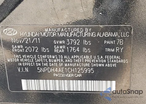 2012 Hyundai Elantra Limited from USA, damaged, VIN 5NPDH4AE1CH125995